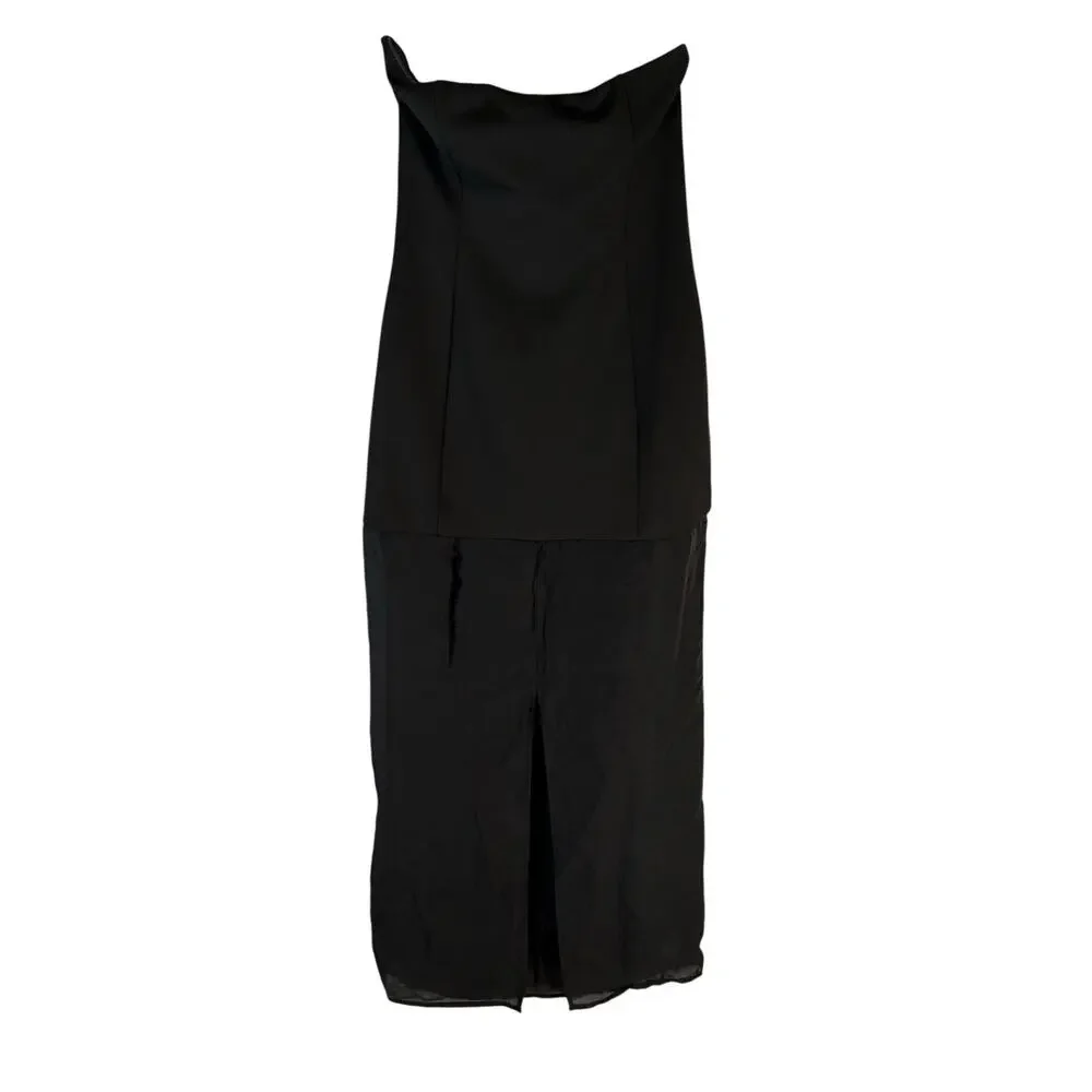 SNDYS Chloe Sheer Maxi Dress Strapless Formal Party Resort Statement Evening S